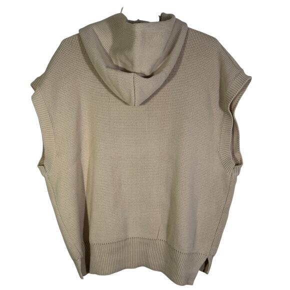 Women's L Weekend Seoul Oversized Sleeveless Hoodie Sweater Cream Beige - Picture 2 of 3